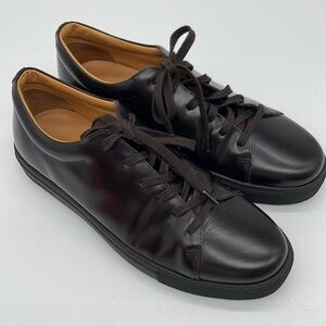 Brooks Brothers Dark Brown Leather Lace-Up Sneakers